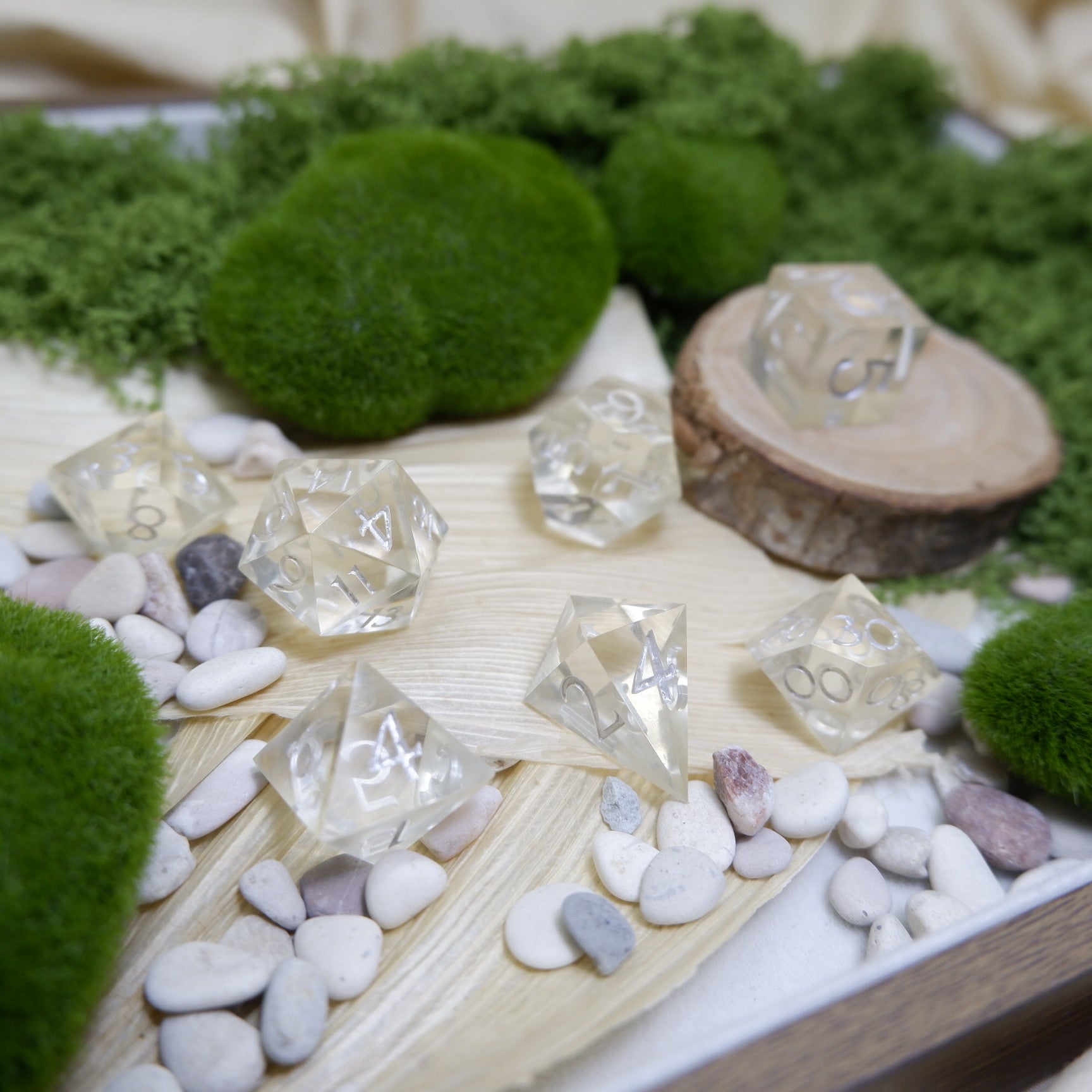 Pristine Silver Artisan Dice Set